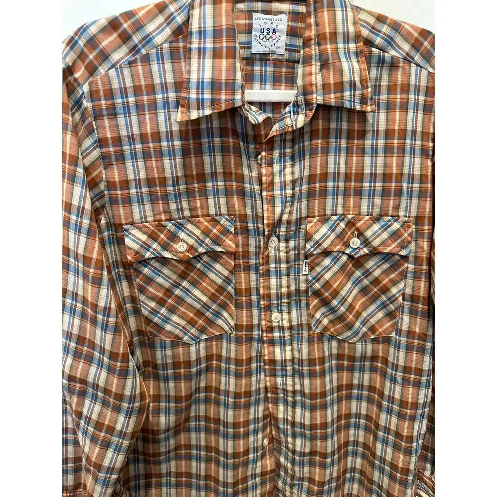Vintage Levi's Strauss & Co. 1980 USA Olympic Games Button Up Shirt Size M